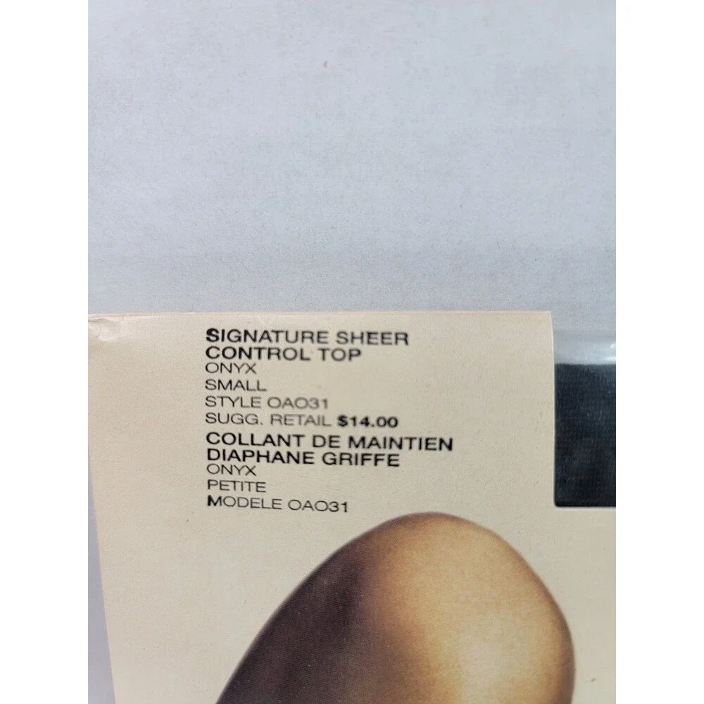 Y2K 2000s Donna Karan Signature Sheer Control Top Pantyhose Onyx Small NOS